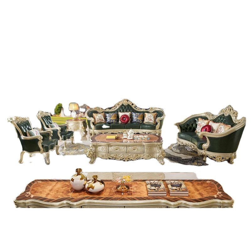 Royal european luxury furniture living room sofa chinese sofa leather foshan antique wooden sofa living room furniture