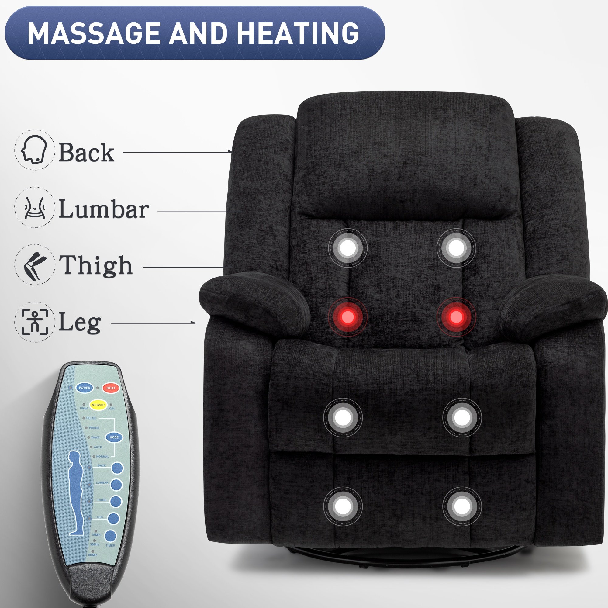 Luxury Electric Recliner Chair Living Room Furniture Modern Reclining Sofa with Massage Function