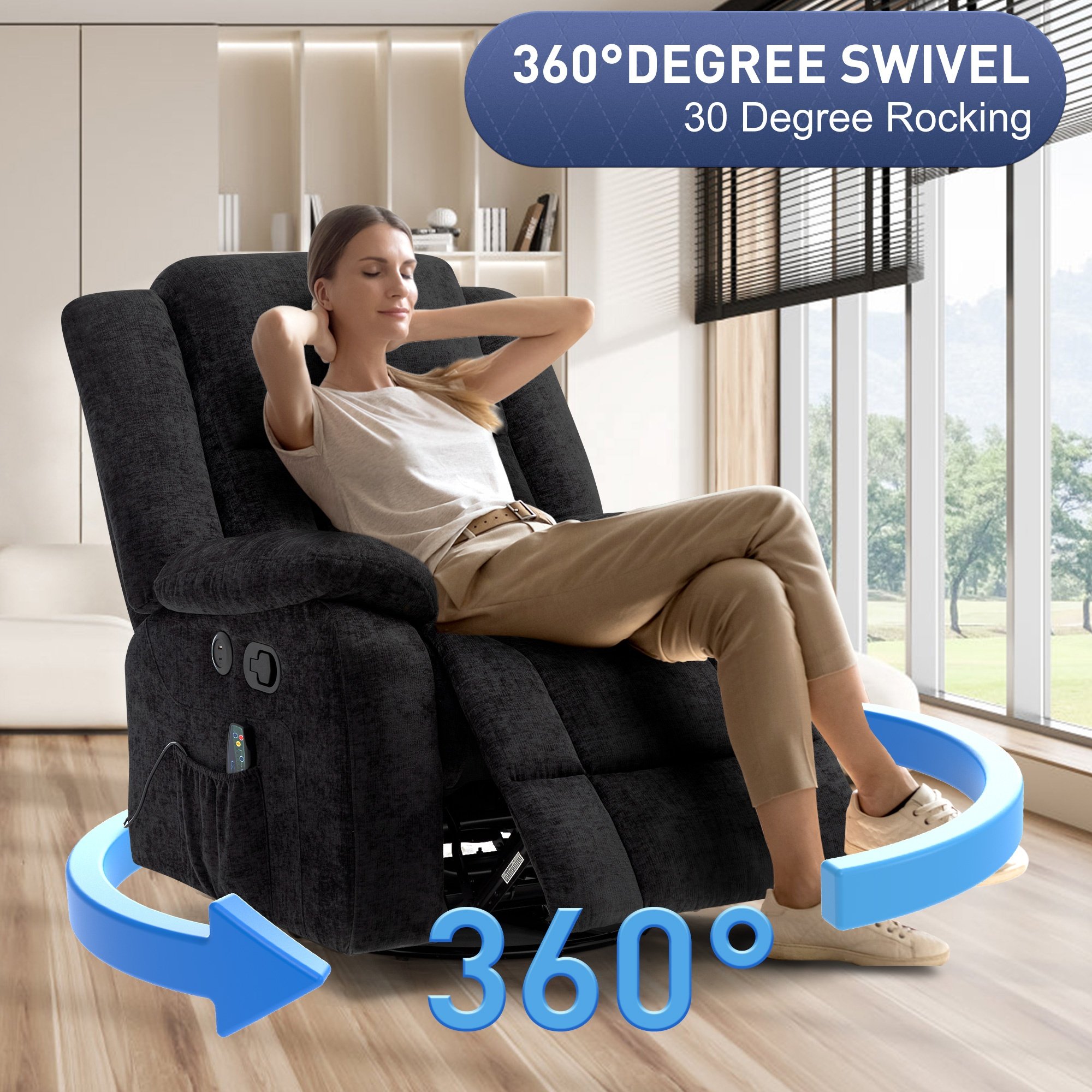 Luxury Electric Recliner Chair Living Room Furniture Modern Reclining Sofa with Massage Function