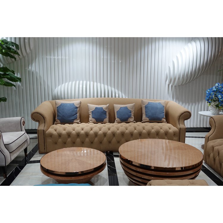 Modern Design Leather Comfortable Living Room Hotel Lobby Sofa Couch Set Metal High Density Foam Corner Sofa American Style