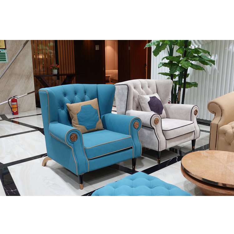 Modern Design Leather Comfortable Living Room Hotel Lobby Sofa Couch Set Metal High Density Foam Corner Sofa American Style