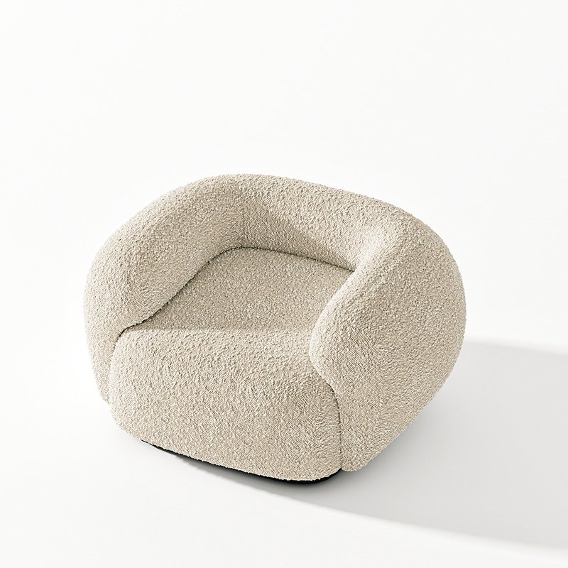 AOMISI CASA Modern designer home furniture oversize white boucle teddy fabric polar bear sofa 3 seaters chesterfield sofa hote