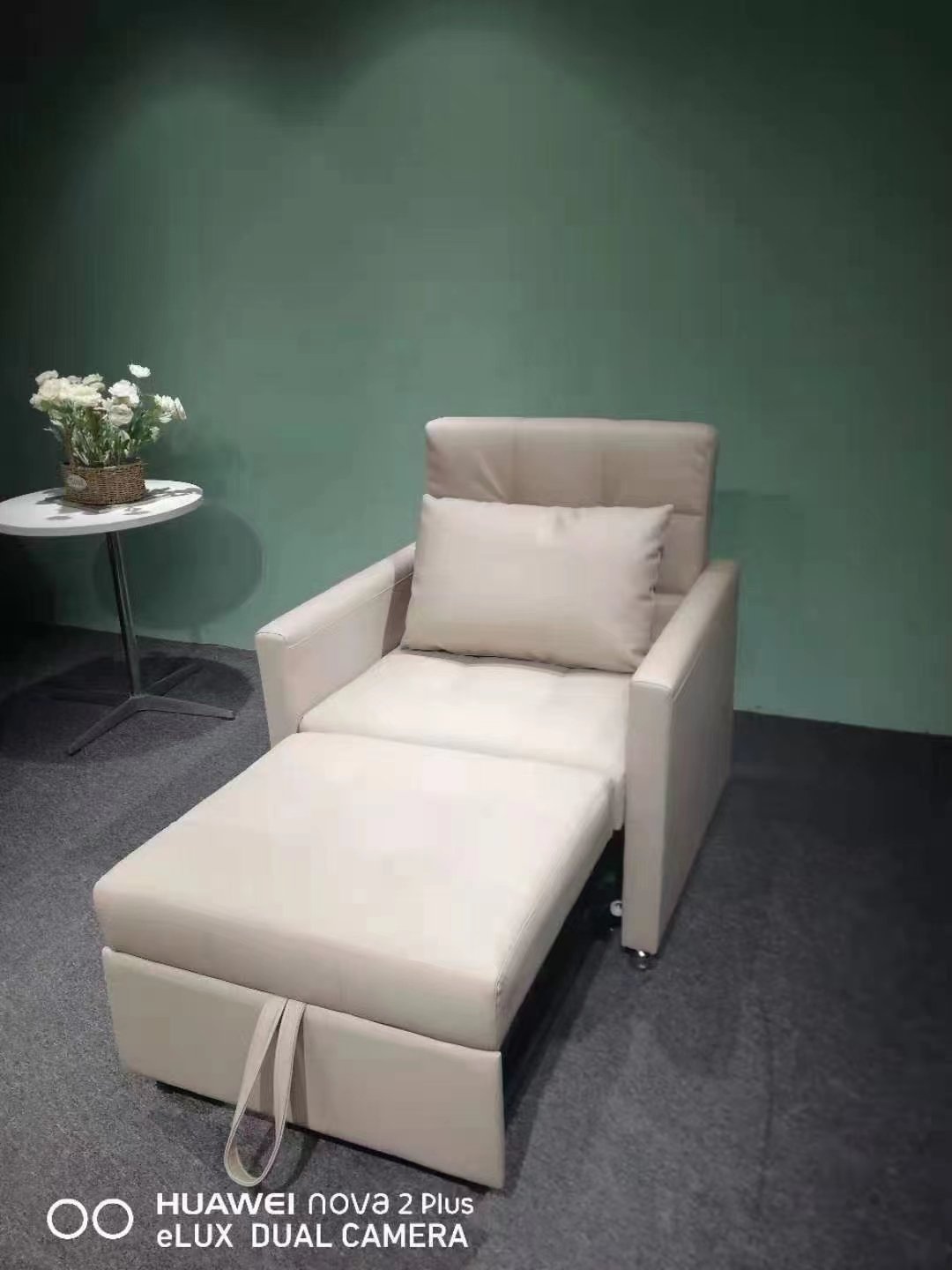 two seat black leather office sofa bed