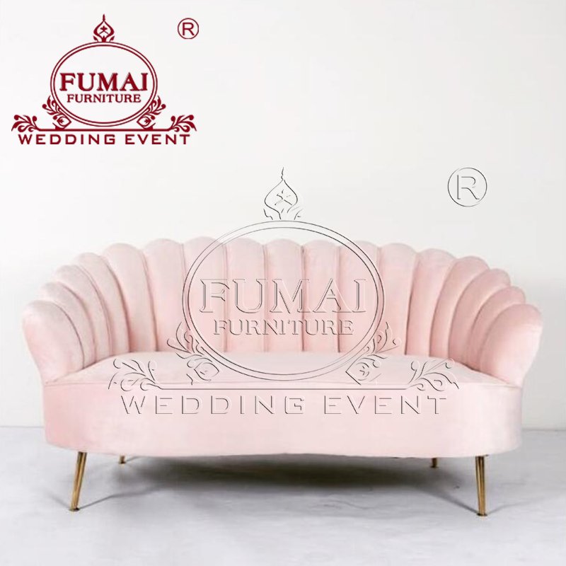 European style pink fabric home furniture corner sofa