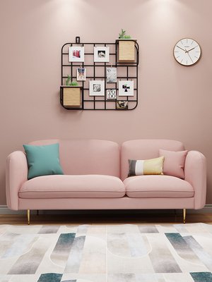 Fabric sofa Nordic small apartment simple modern light luxury rental bedroom clothing store double three person small sofa