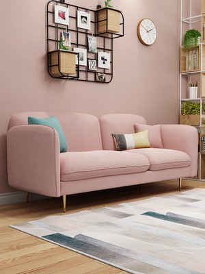Fabric sofa Nordic small apartment simple modern light luxury rental bedroom clothing store double three person small sofa