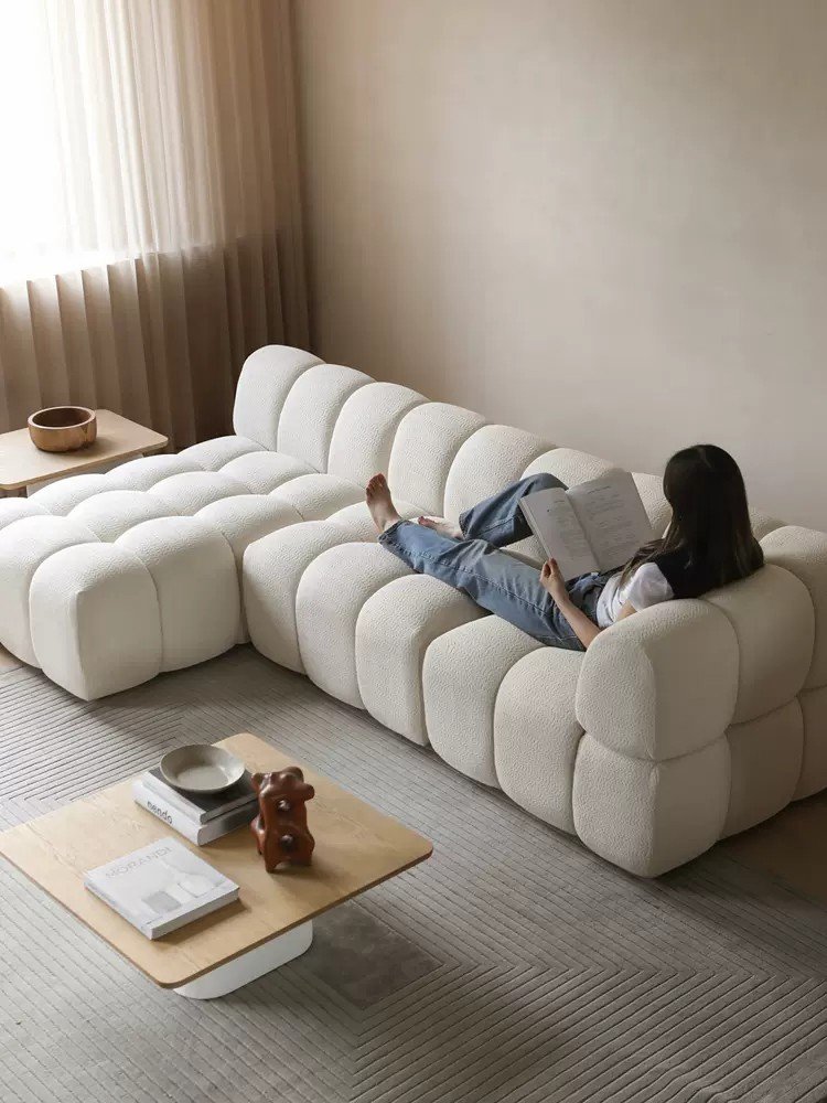 ATUNUS Postmodern Living room furniture wohnzimmer couch comfortable mario bellini couch white sectional l shape 3 seater sofa