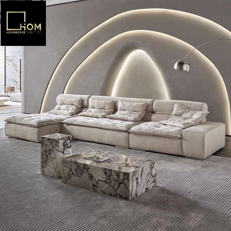 Miami Tofu Block Modular Set Italian Minimalist Modern Simple Designer Model Living Room Feather Fabric Sofa