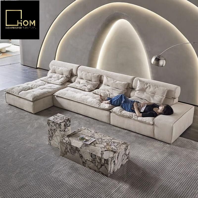 Miami Tofu Block Modular Set Italian Minimalist Modern Simple Designer Model Living Room Feather Fabric Sofa