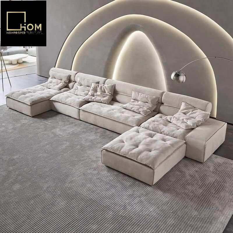 Miami Tofu Block Modular Set Italian Minimalist Modern Simple Designer Model Living Room Feather Fabric Sofa