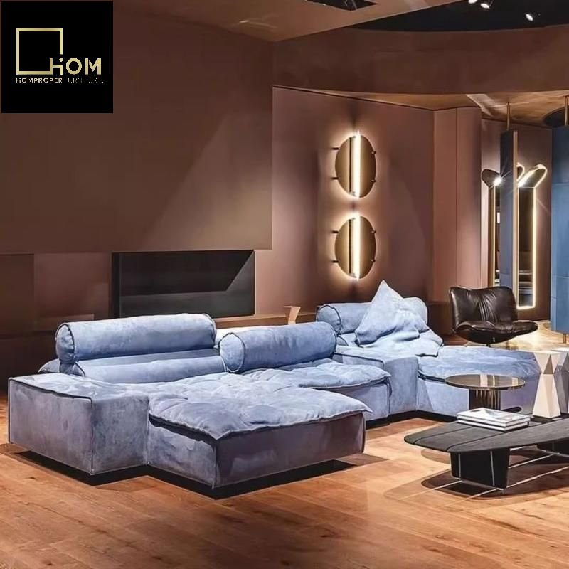 Miami Tofu Block Modular Set Italian Minimalist Modern Simple Designer Model Living Room Feather Fabric Sofa