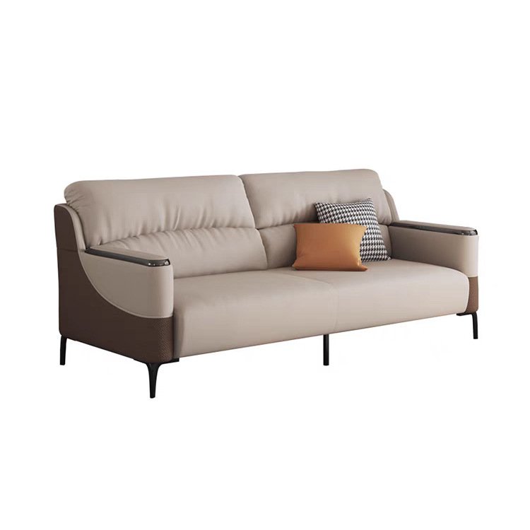 Modern Luxury Reception Room Office Hotel Set with Genuine Leather Boss Office Sofa and Coffee Table Small Simple Design