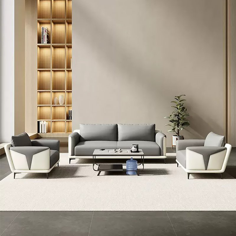 Luxury office sofa grey and white leather sofa set furniture for office desk furniture