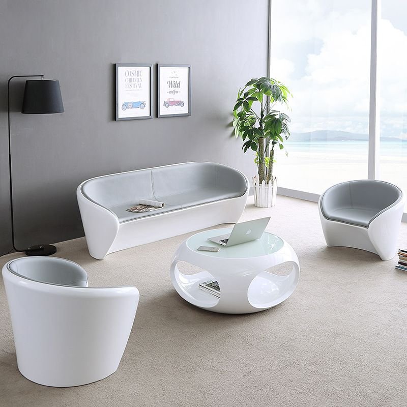 Modern Luxury Office Sofa with Tea Table Light Sand Business Guests Negotiations Hotel Lobby Reception Office Sales Department
