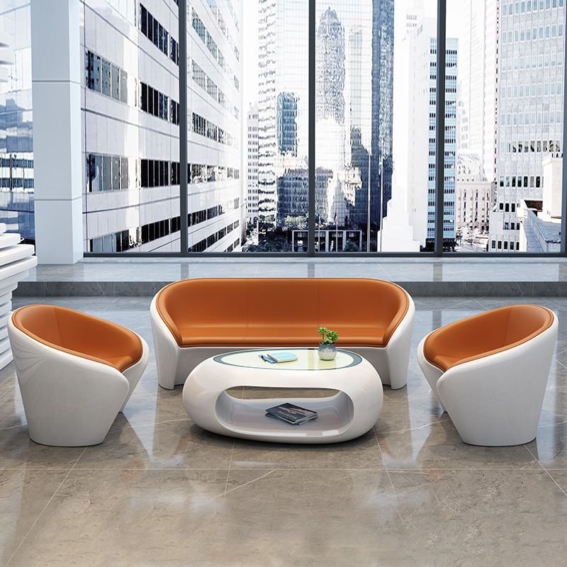 Modern Luxury Office Sofa with Tea Table Light Sand Business Guests Negotiations Hotel Lobby Reception Office Sales Department