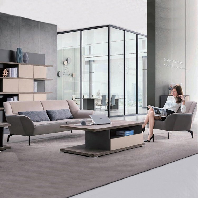high quality office sofa Mid-Century Sofa Wood Base and Legs salon waiting chair office sofa set