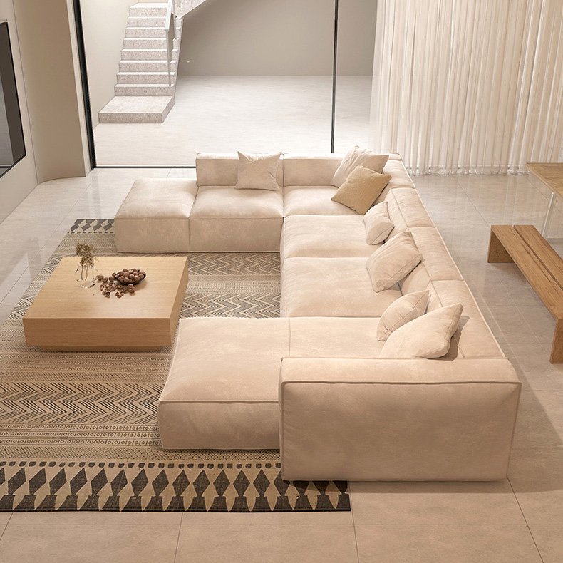 Modern Living Room Furniture Minimalist 7 Seater U Shape Sectional Sofa Simple Style L Shape Fabric Modular Sofas Couch