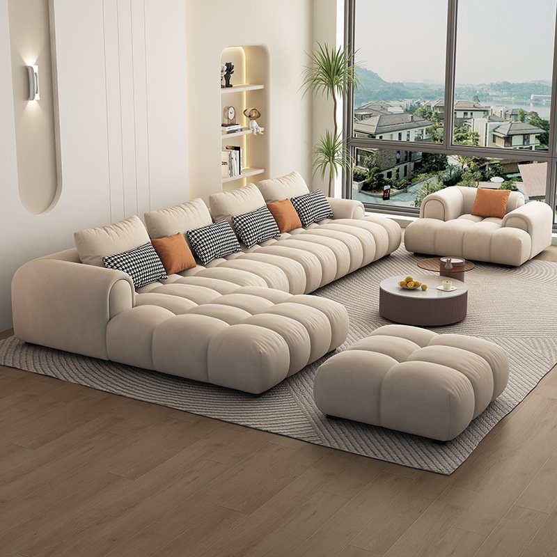 White Modular Sectional Sofa Combination Corner Sofa With Chaise Convertible Velvet Upholstered Sofa Living Room Set