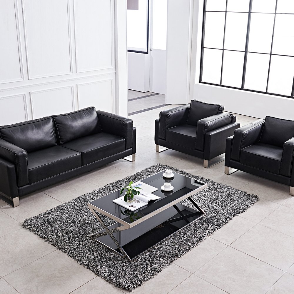 Commercial Furniture Modern Recliner Reception Sectional Executive Genuine Leather Sofa Set