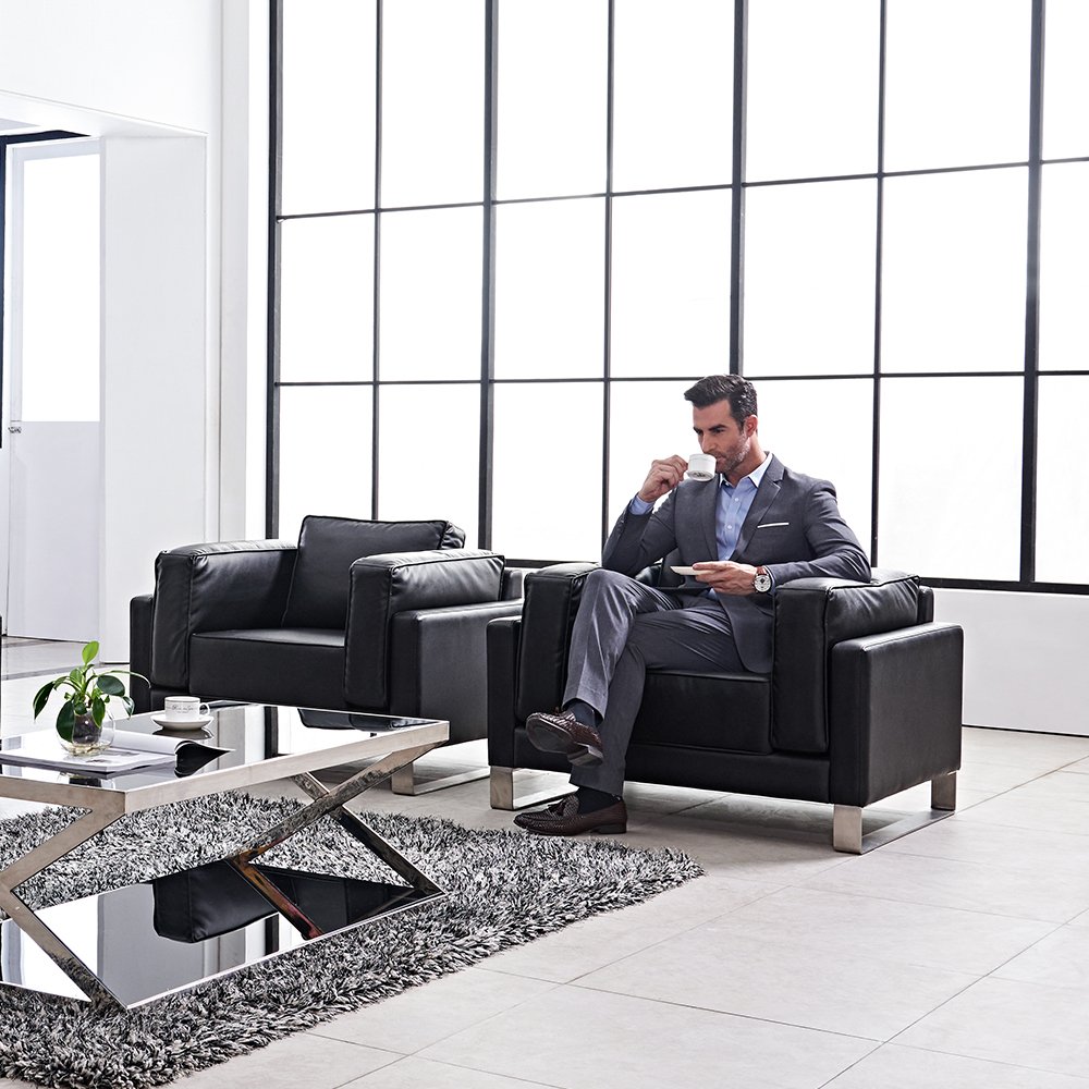 Commercial Furniture Modern Recliner Reception Sectional Executive Genuine Leather Sofa Set