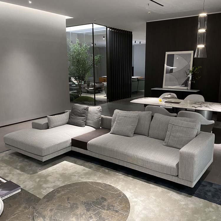 Italian Sofa light Luxury Feather Sofa With Chaise Modern Couch Linen Fabric