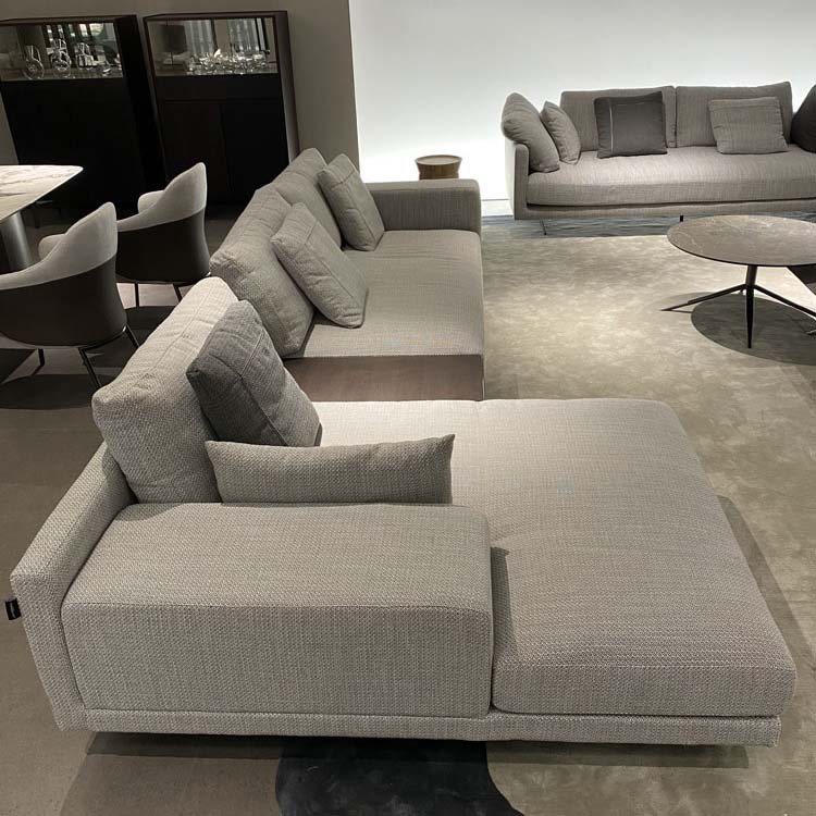 Italian Sofa light Luxury Feather Sofa With Chaise Modern Couch Linen Fabric
