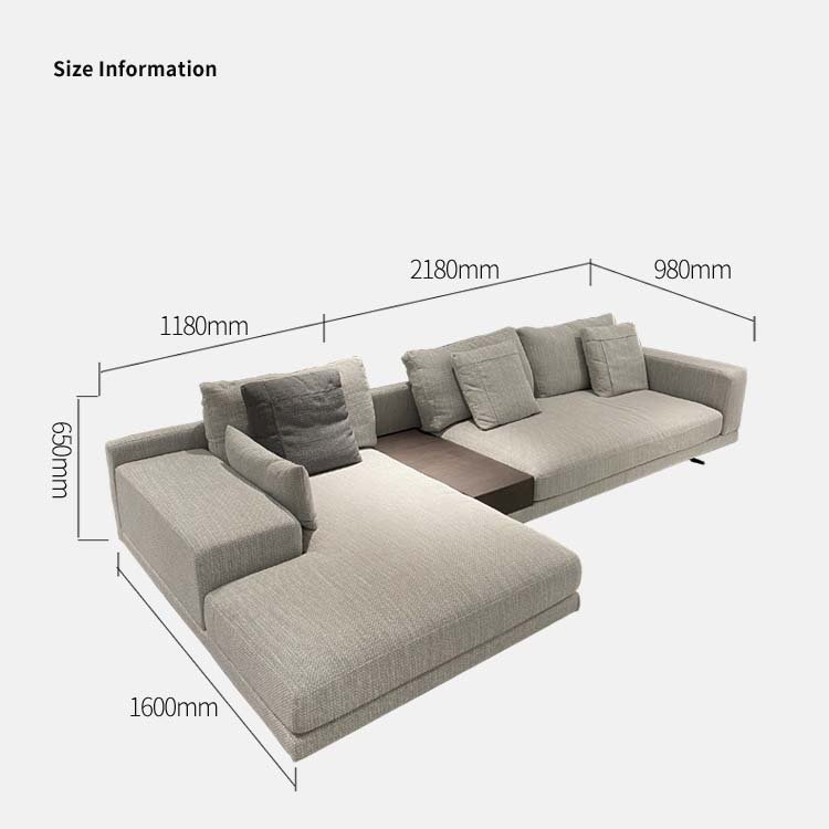 Italian Sofa light Luxury Feather Sofa With Chaise Modern Couch Linen Fabric