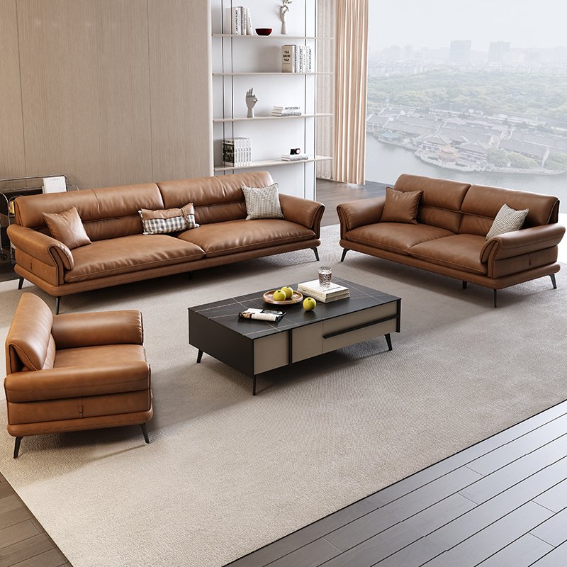 Leather office sofa business three person seat extremely simple modern leisure reception negotiation and reception area sofa
