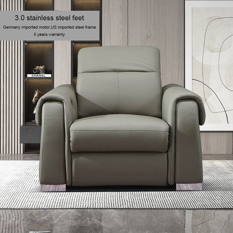 Latest European Modern Furniture Living Room sofas Electric Recliner Leather sofa Set Designs With USB & Adjustable Headrest