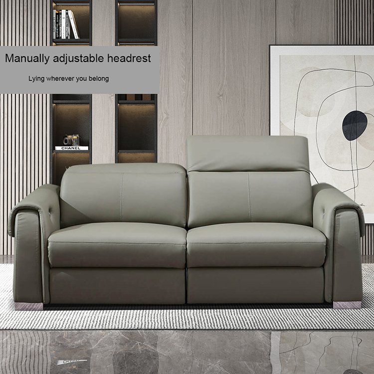Latest European Modern Furniture Living Room sofas Electric Recliner Leather sofa Set Designs With USB & Adjustable Headrest