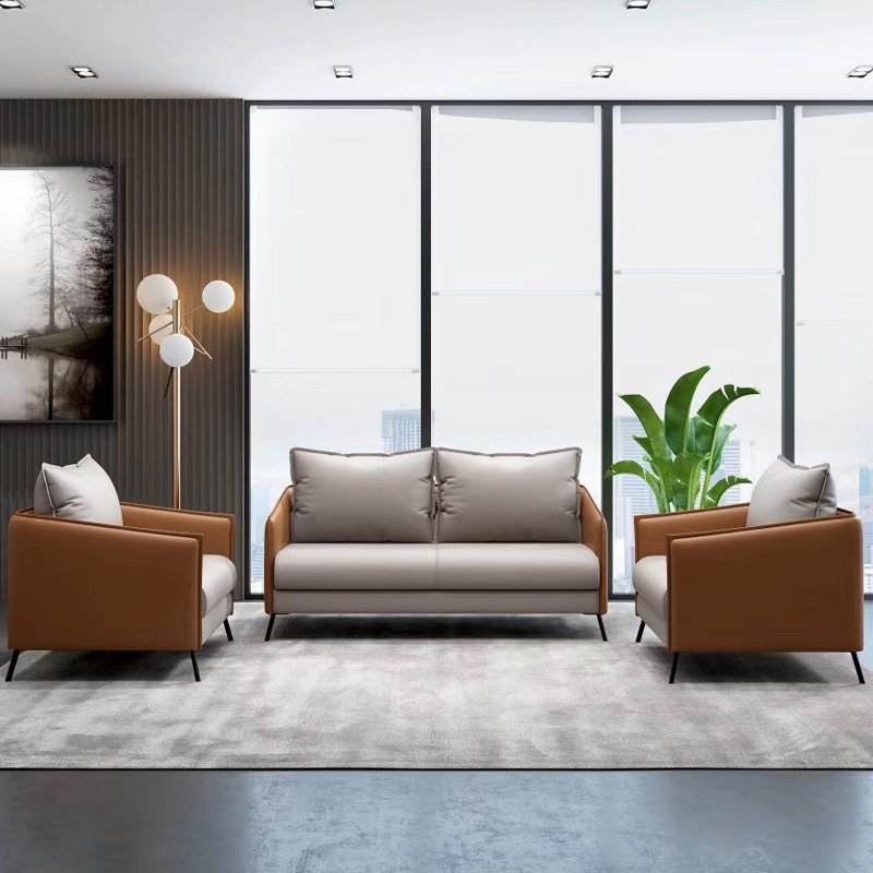 Zitai Wholesale office furniture sofa modern business 1+1+3 PU leather office sofas set for home