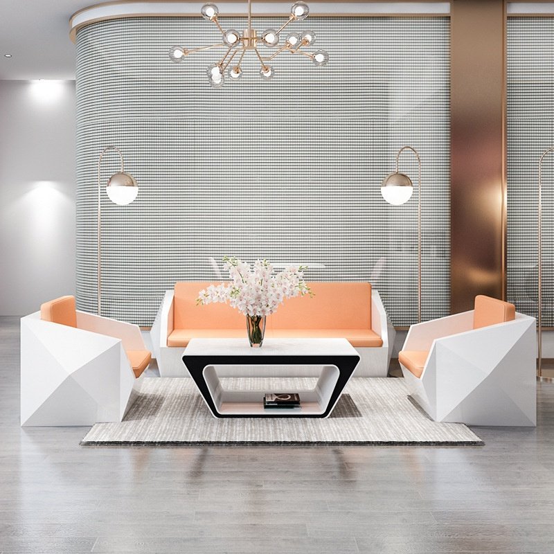 Fashionable Genuine Leather Wooden Painted sofas Office Commercial Spaces Simple Design Adjustable Hotel Lobbies Reception Areas