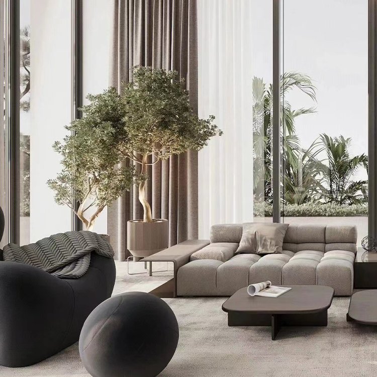 Contempo Set fabric modern corner type set furniture leather shape sofas 7 seater l sofa sectional for living room sofas