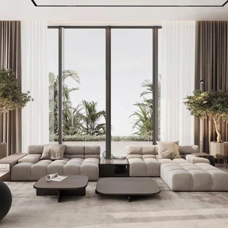 Contempo Set fabric modern corner type set furniture leather shape sofas 7 seater l sofa sectional for living room sofas