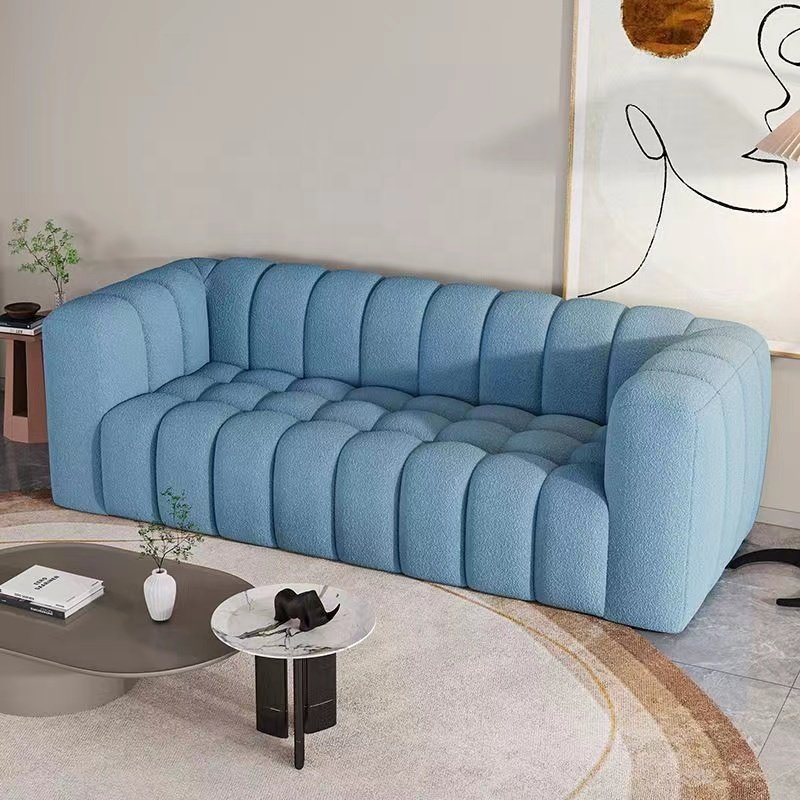 Furniture factory the latest design of lamb velvet fabric sofa set KD sofa bed can be customized fabric living room sofa