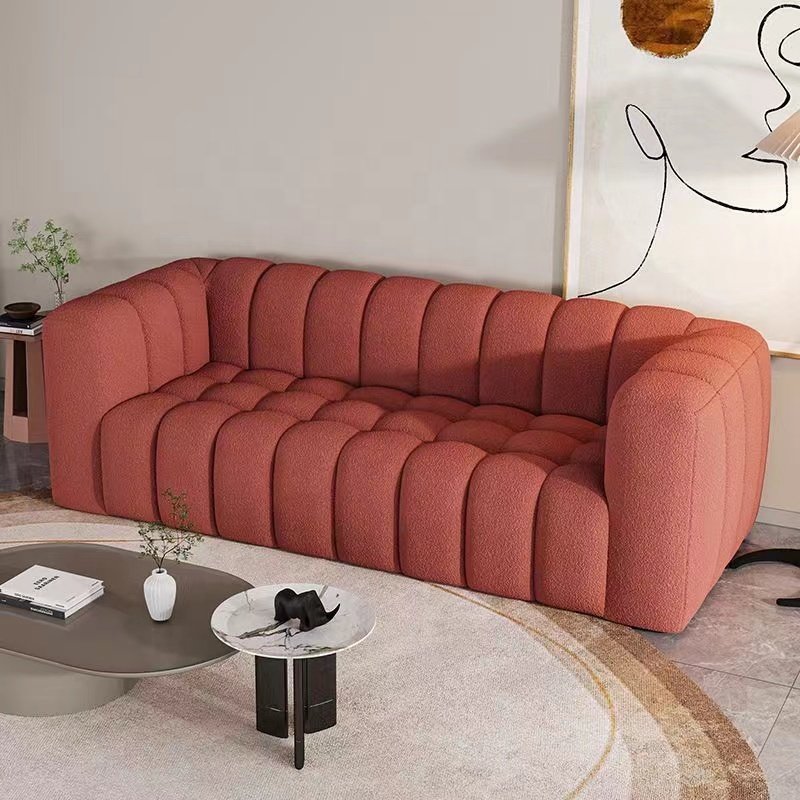 Furniture factory the latest design of lamb velvet fabric sofa set KD sofa bed can be customized fabric living room sofa