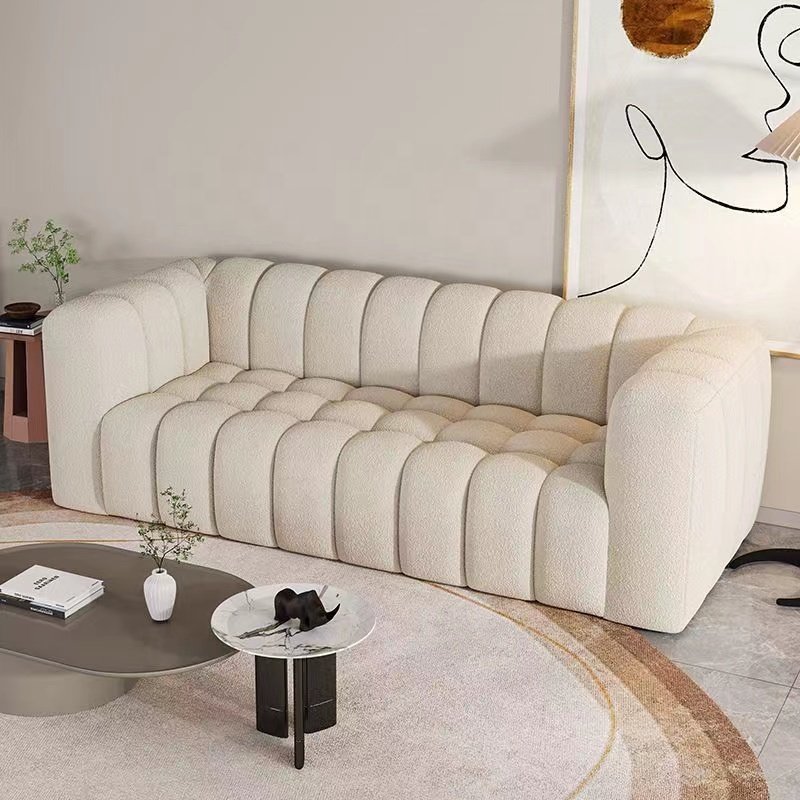 Furniture factory the latest design of lamb velvet fabric sofa set KD sofa bed can be customized fabric living room sofa