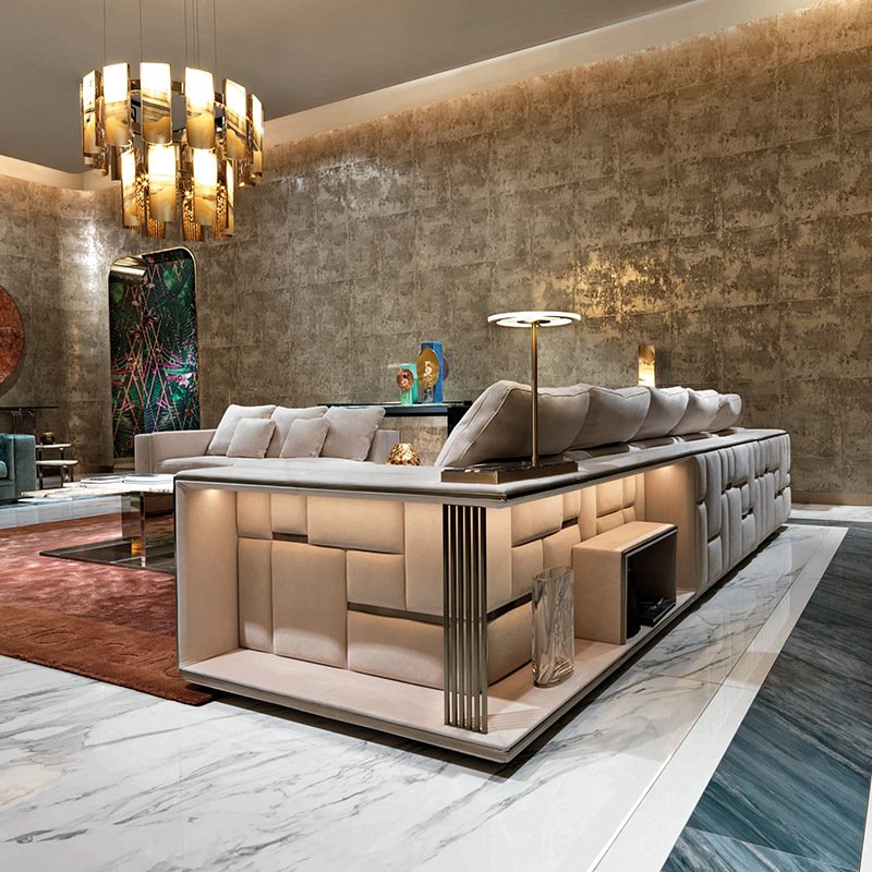 Modern Design Lounge 7seats large Couches Corner Velvet Sectional leather Sofa for Living Room Furniture