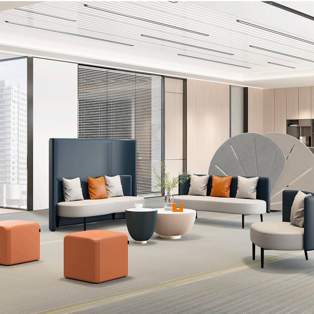Private Space Conference Office Meeting Pod Upholstered Two Seat Modern Office Loveseat Sofa High Back