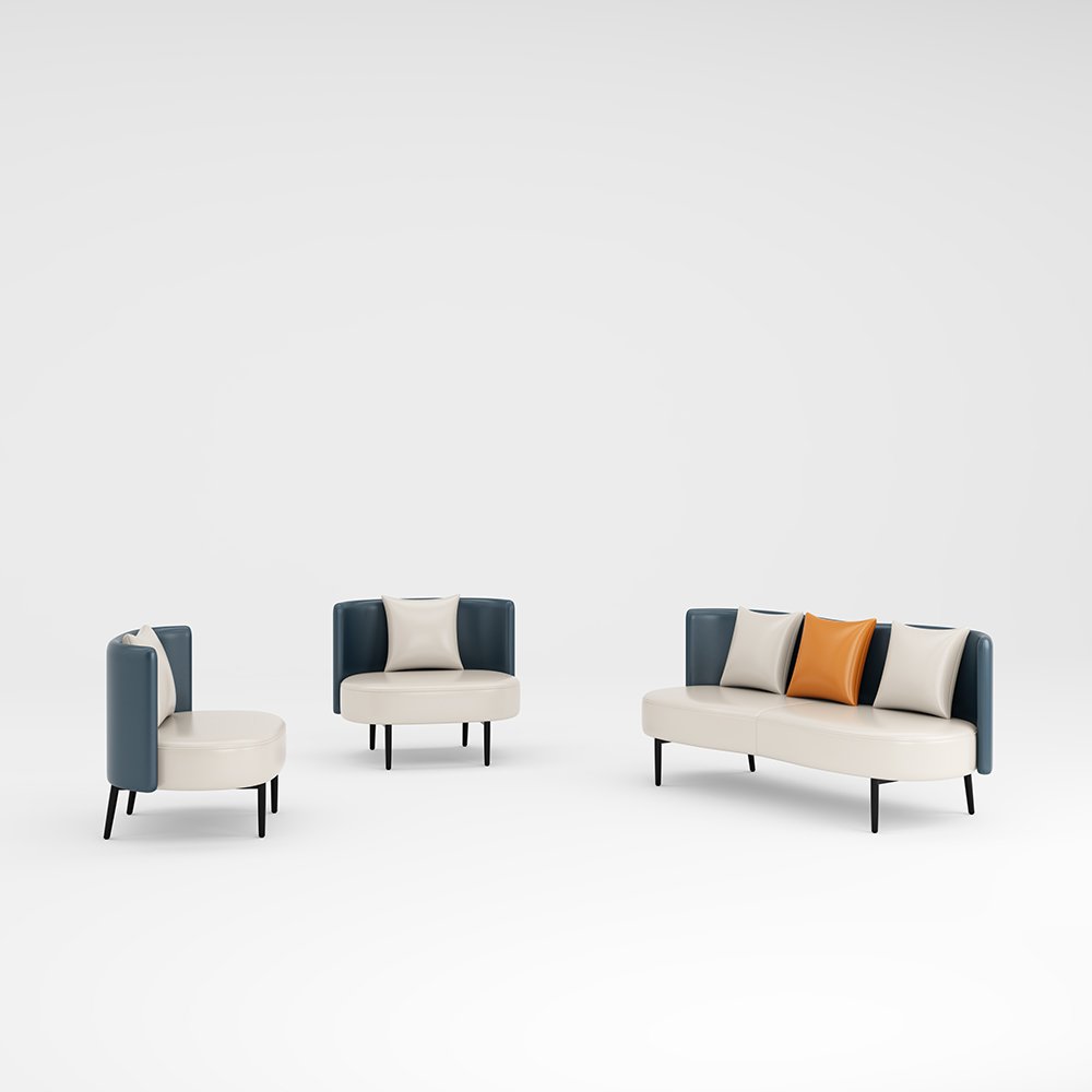 Private Space Conference Office Meeting Pod Upholstered Two Seat Modern Office Loveseat Sofa High Back