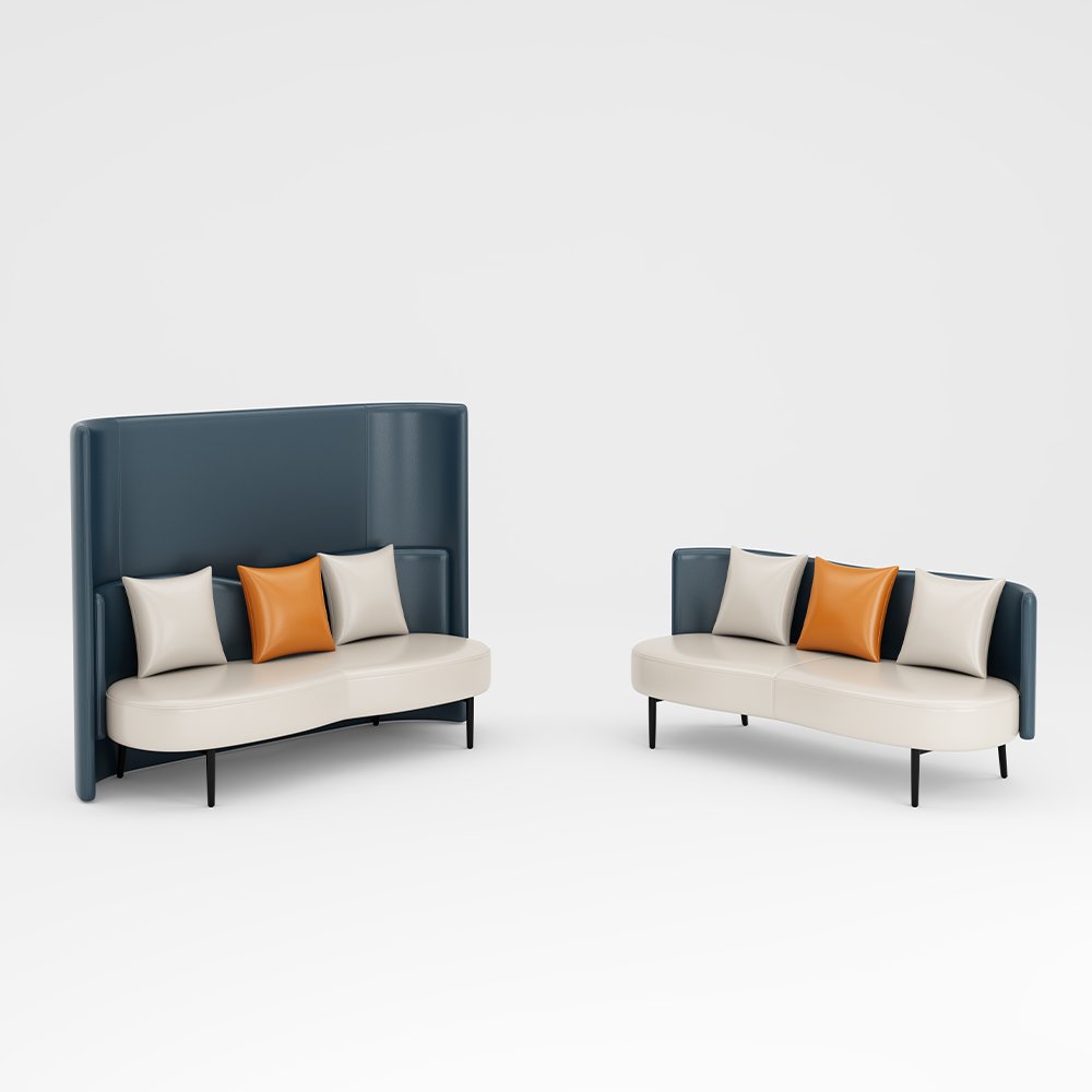 Private Space Conference Office Meeting Pod Upholstered Two Seat Modern Office Loveseat Sofa High Back