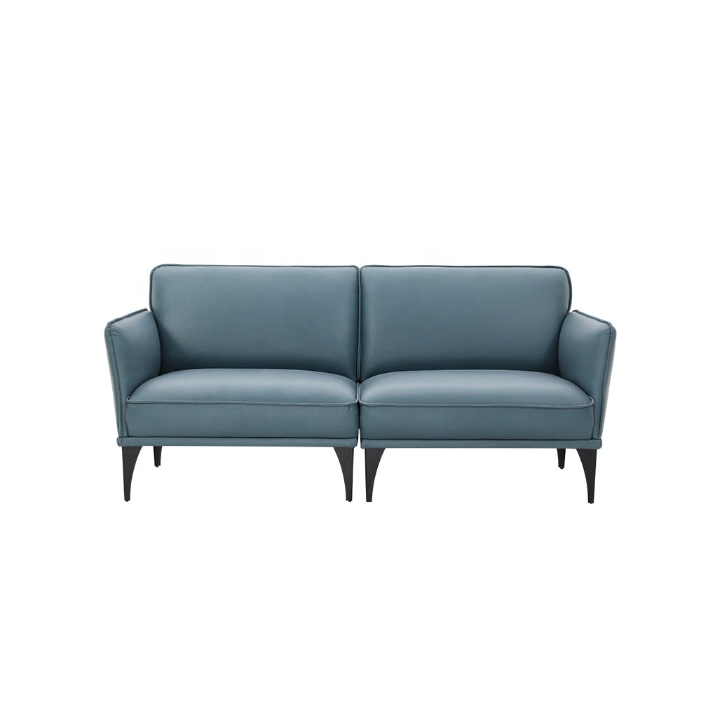 Light luxury modern style metal feet Grayish blue science and technology fabric living room sofa set