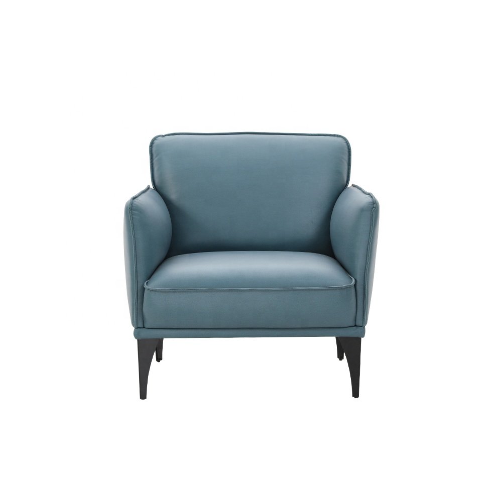 Light luxury modern style metal feet Grayish blue science and technology fabric living room sofa set