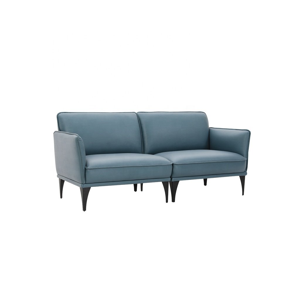 Light luxury modern style metal feet Grayish blue science and technology fabric living room sofa set