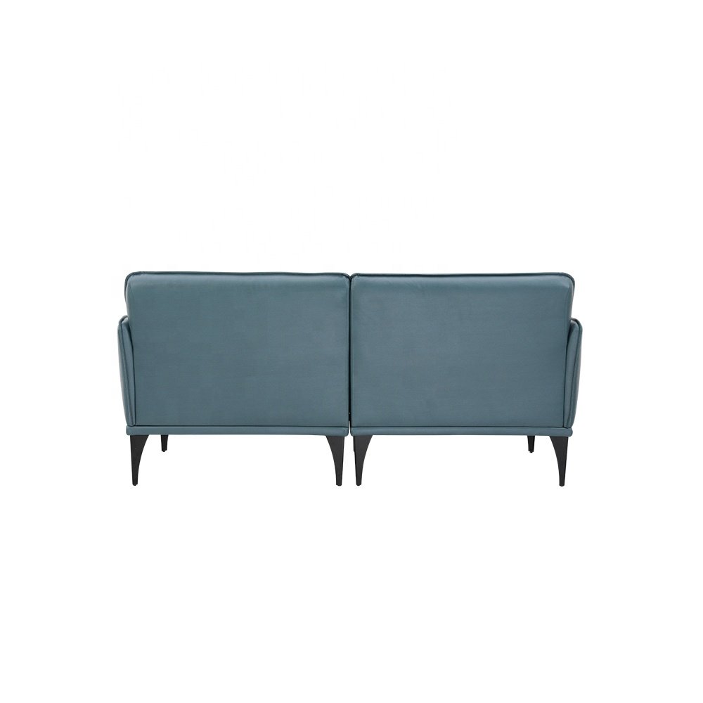 Light luxury modern style metal feet Grayish blue science and technology fabric living room sofa set