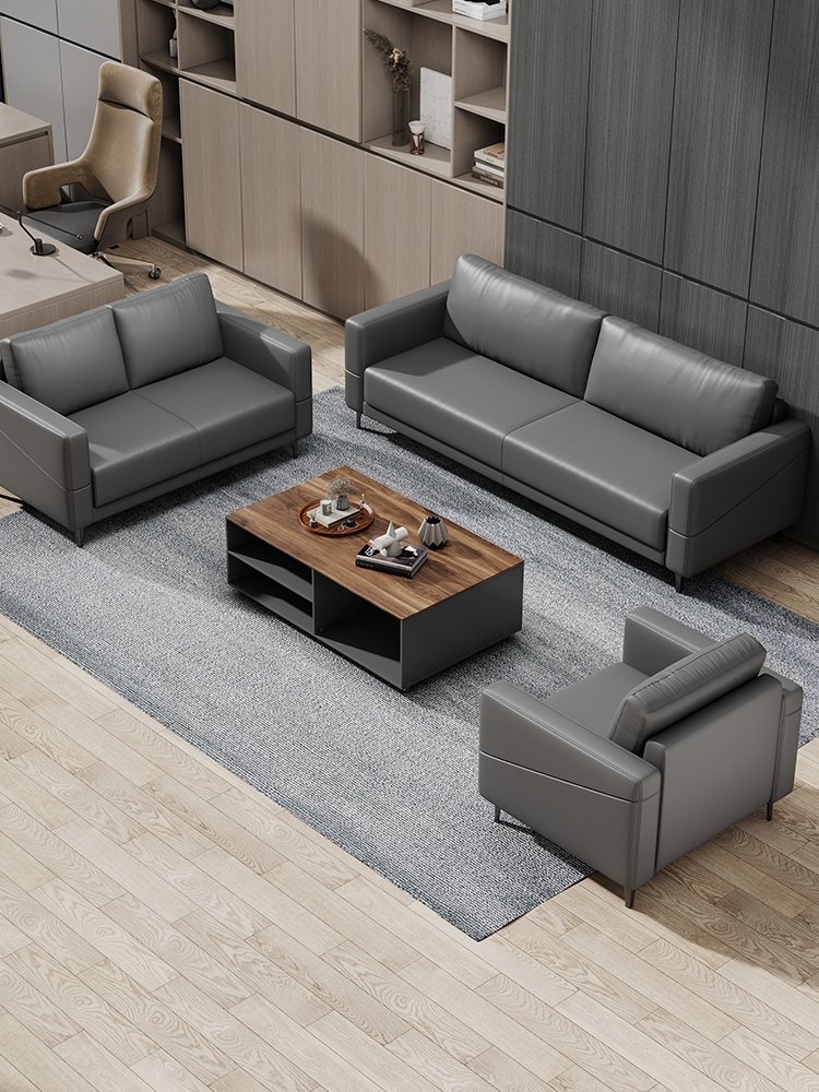 Business reception sofa set with wide backrest and armrests designed to fit human curves