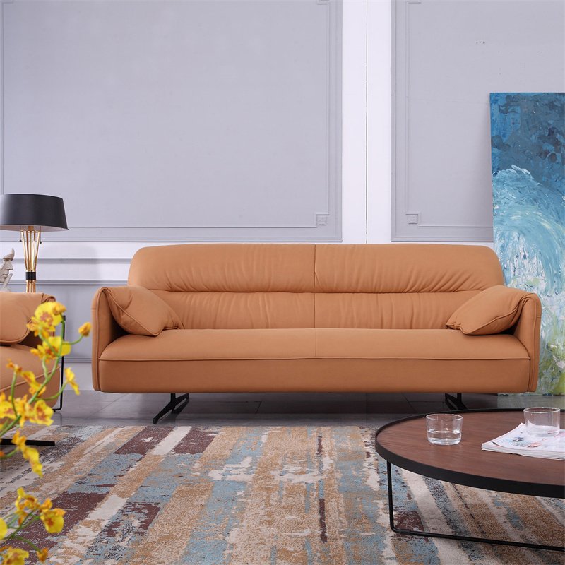 High-End Home Orange Leather Hotel Simple Modern Living Room Sofa