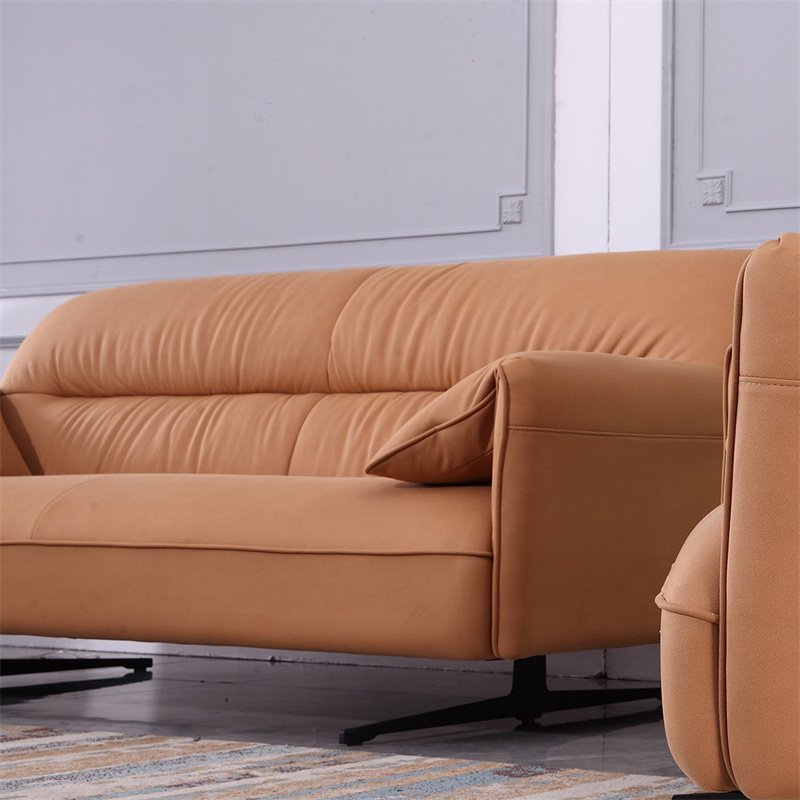 High-End Home Orange Leather Hotel Simple Modern Living Room Sofa