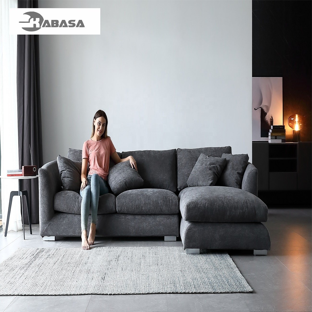 KABASA Modular Sectional Sofa Living Room French Furniture Deep Sitting Nordic Modern White Modular Sectional Couch sofa sets