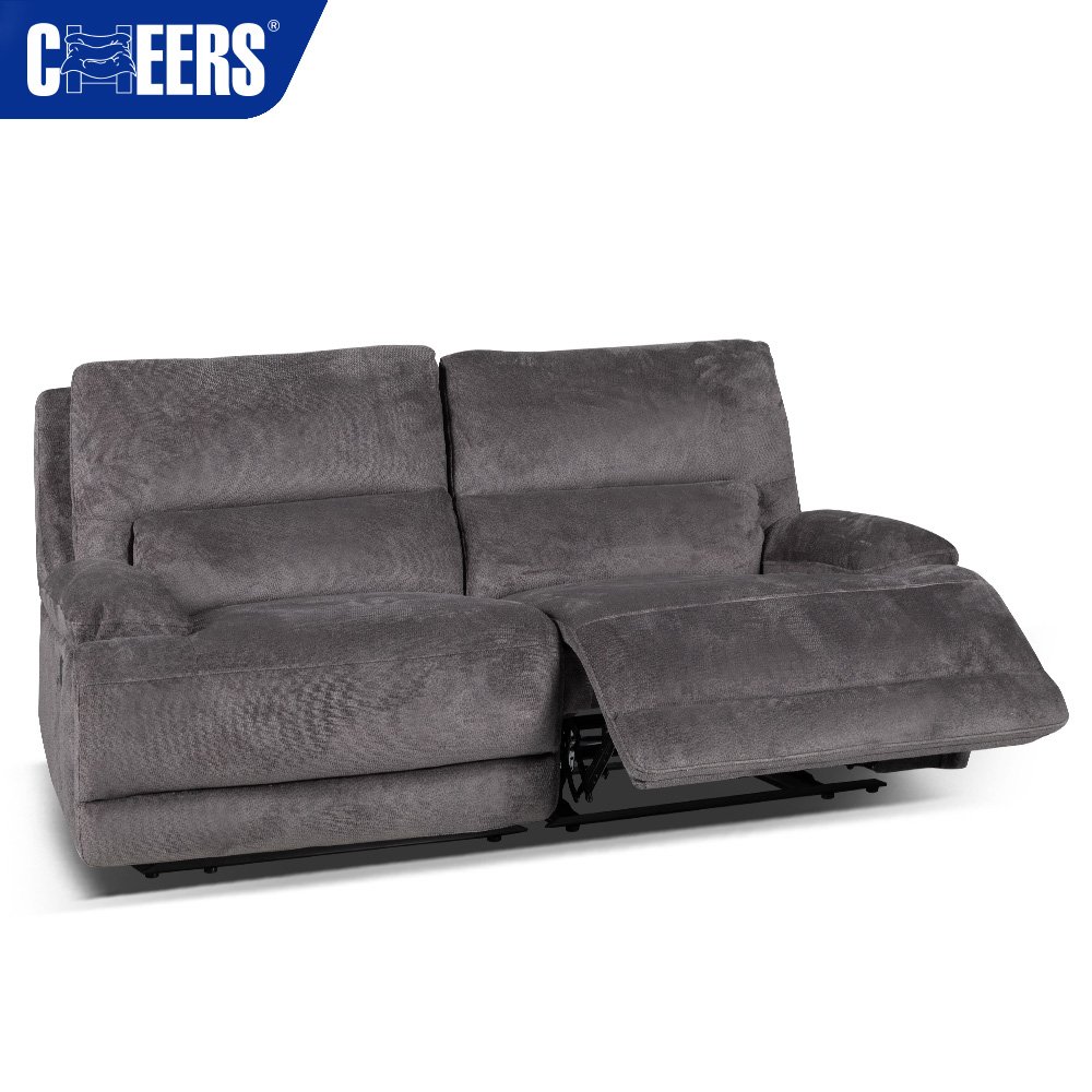 MANWAH CHEERS 3 2 1 Luxury Fabric Gray Power Headrest Reclining Sofa Set Furniture with USB Port and Storage Box for Living Room